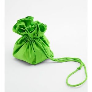 Zara ruffled satin effect bucket bag